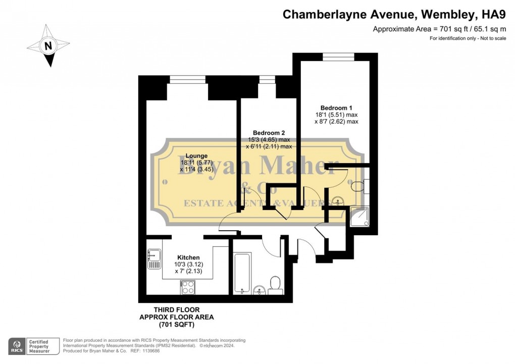 Floorplan for Chamberlayne Avenue, Wembley