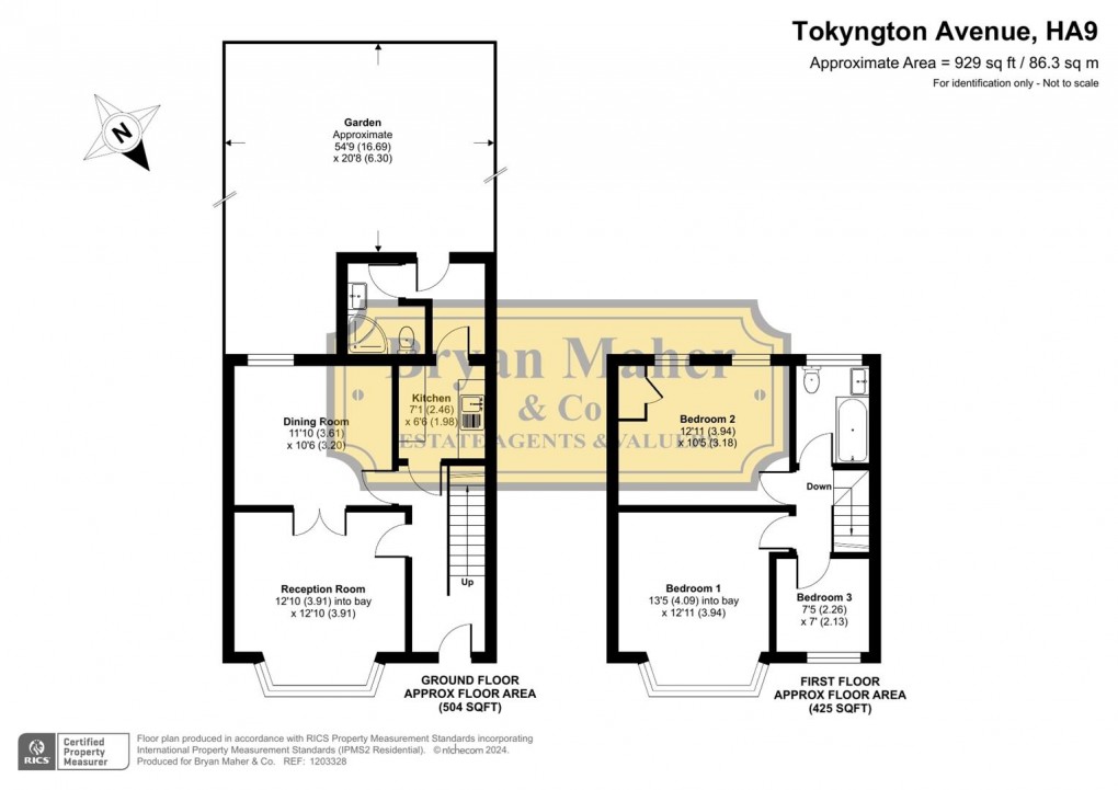 Floorplan for Tokyngton Avenue, Wembley