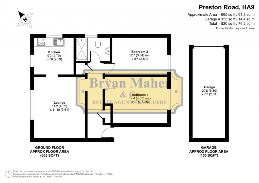 Floorplan for Keysham Court, Preston Road, WEMBLEY